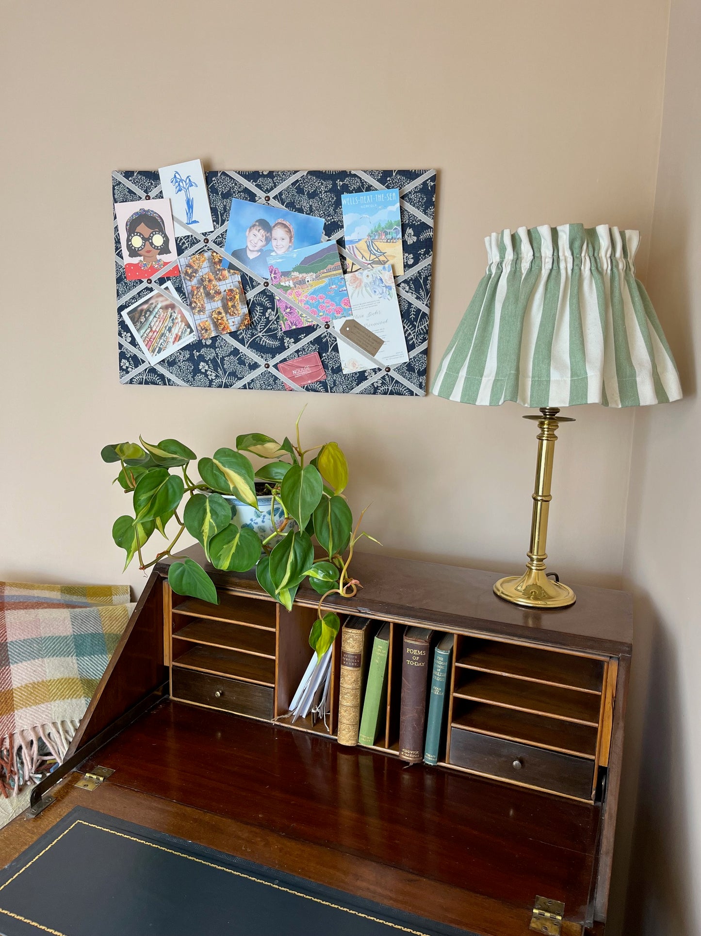 Navy Achillea Foliage Fabric Notice Board