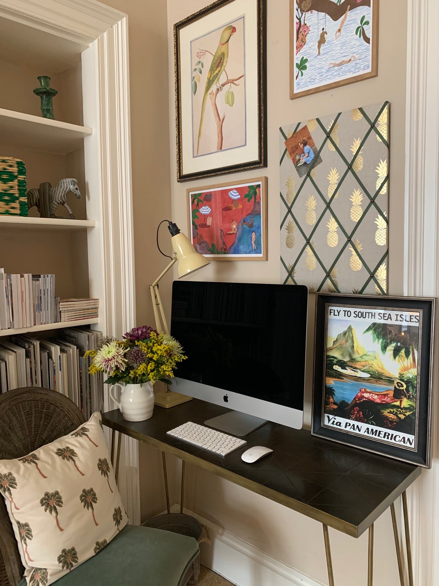 Navy Achillea Foliage Fabric Notice Board