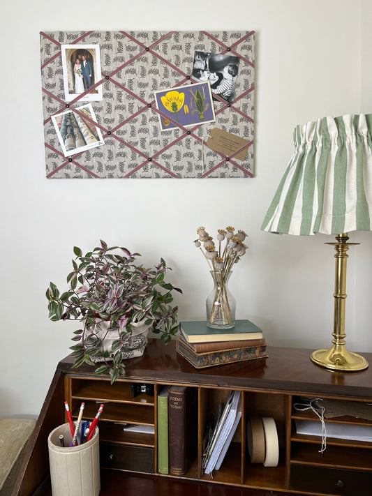 Grey Achillea Foliage Fabric Notice Board