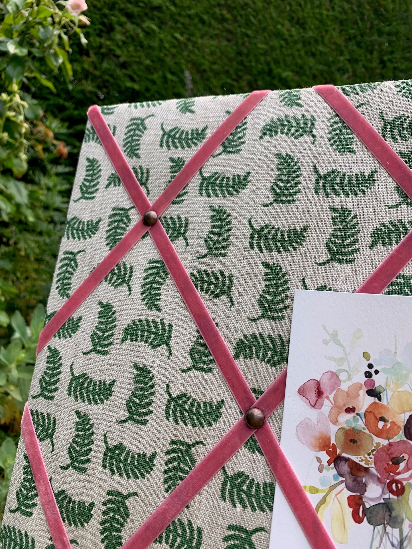 Navy Achillea Foliage Fabric Notice Board