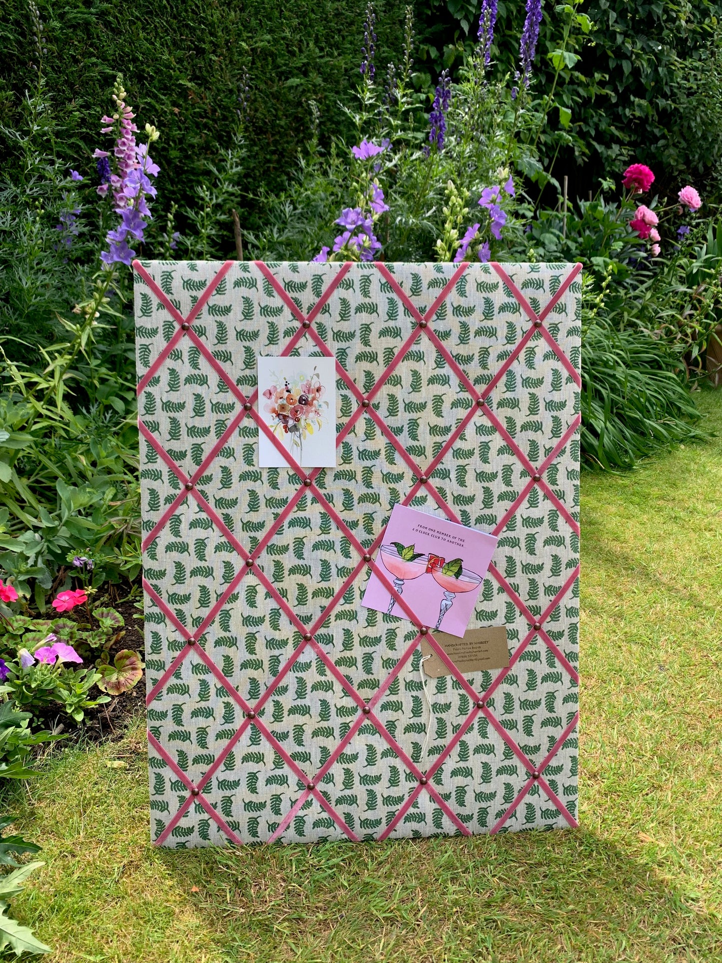 Flamingo Achillea Foliage Fabric Notice Board