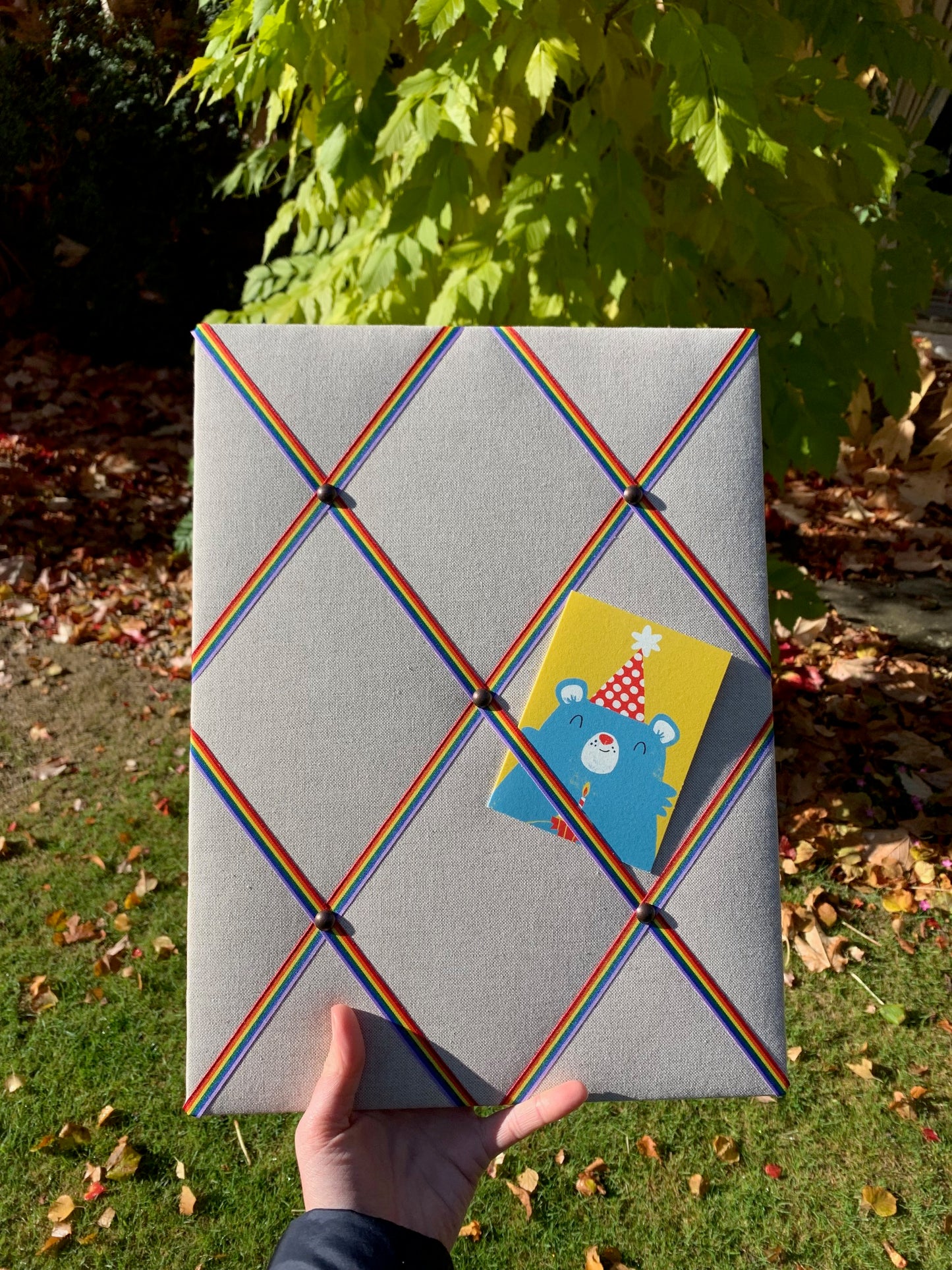 Rainbow Ribbon Fabric Notice Board