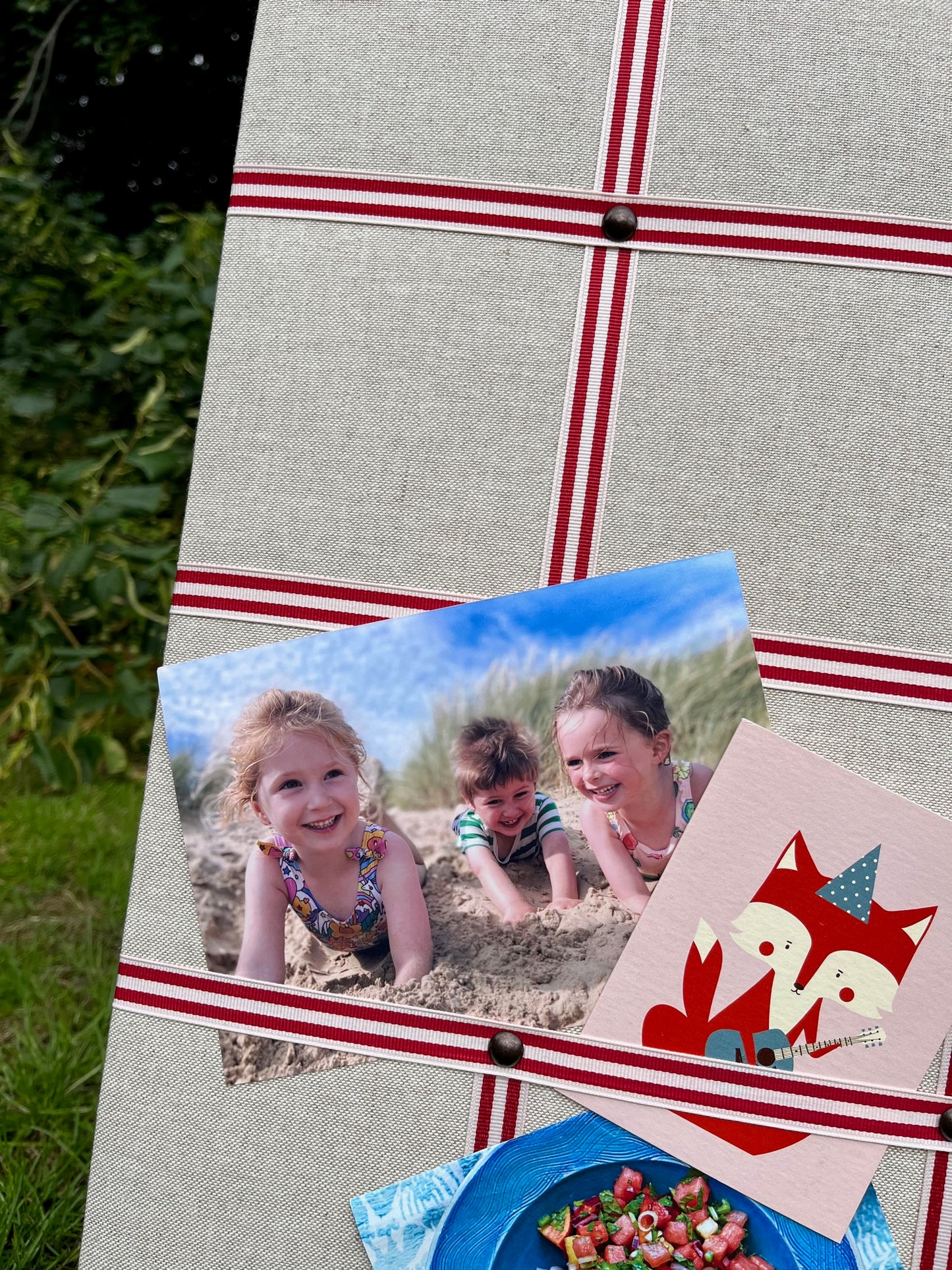 Wide Striped Ribbon Fabric Notice Board