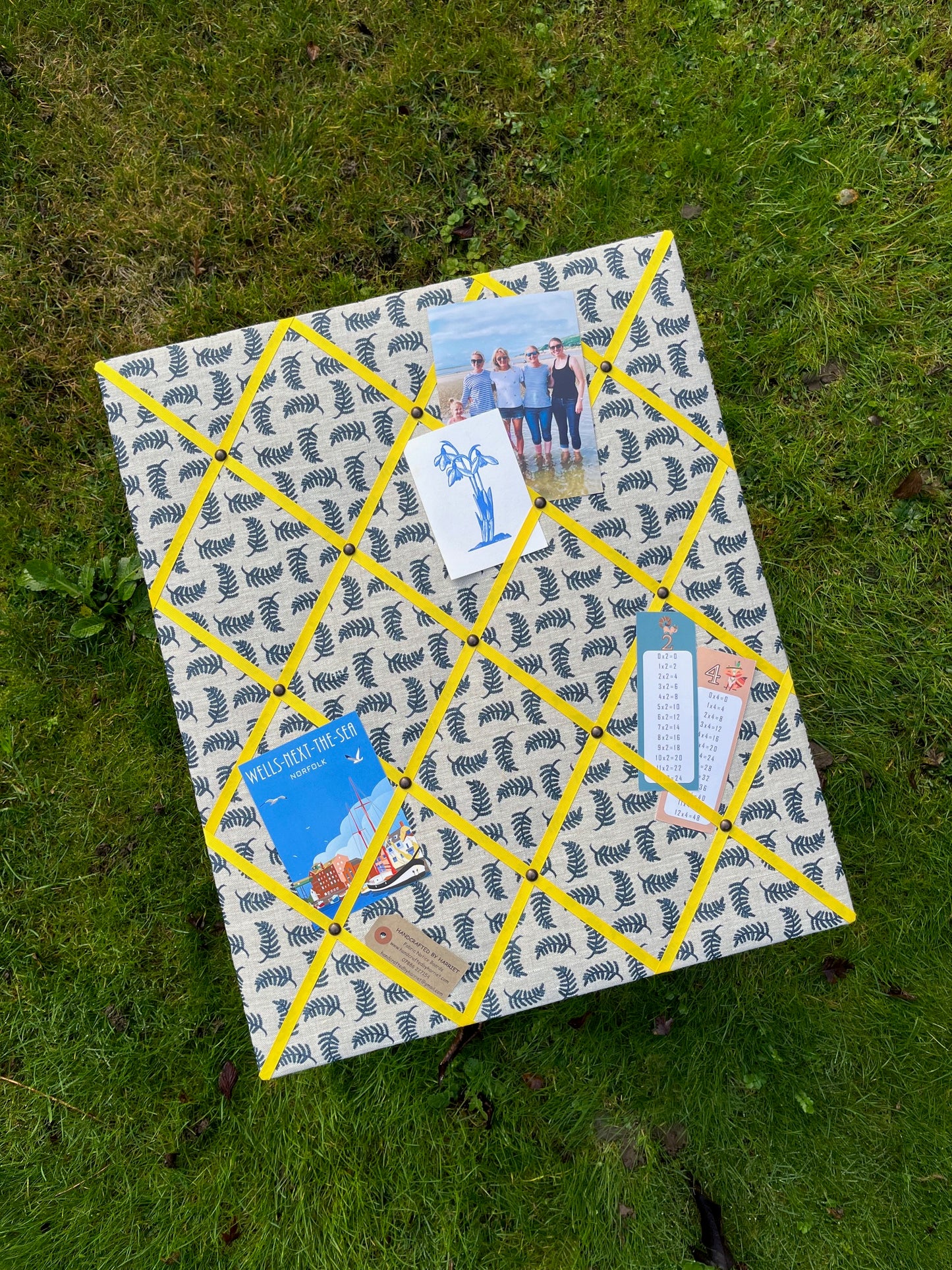 Navy Achillea Foliage Fabric Notice Board