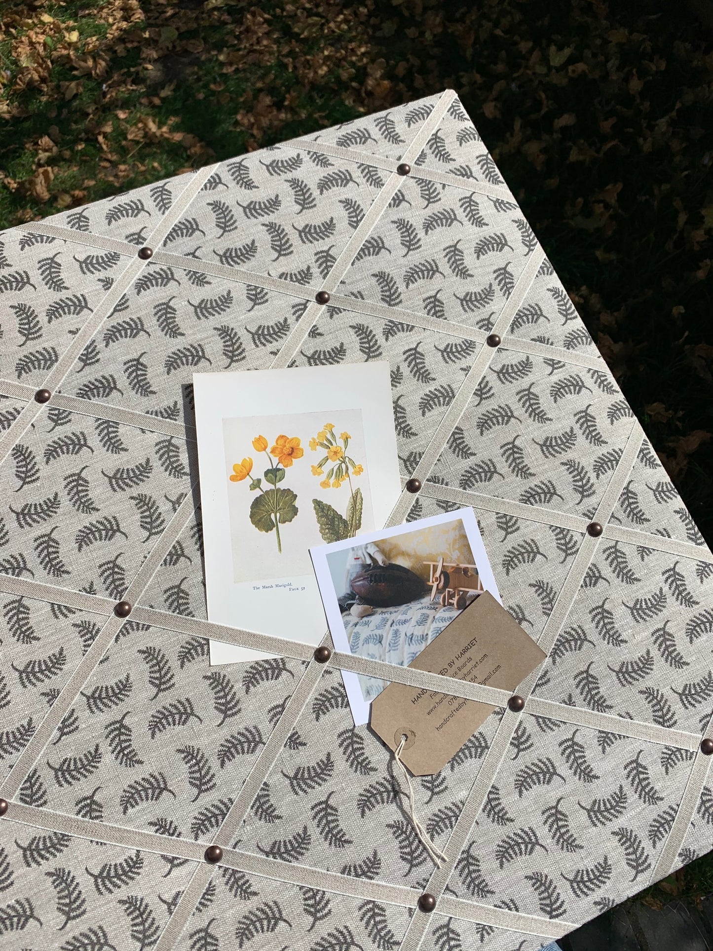 Navy Achillea Foliage Fabric Notice Board