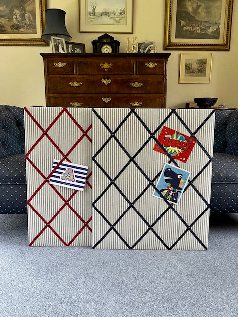Grey Ticking Stripe Fabric Notice Board