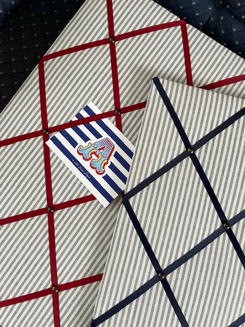 Grey Ticking Stripe Fabric Notice Board