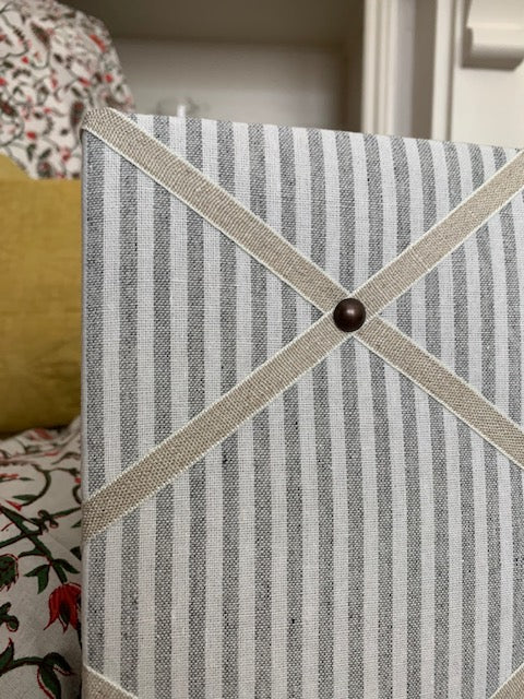 Grey Ticking Stripe Fabric Notice Board