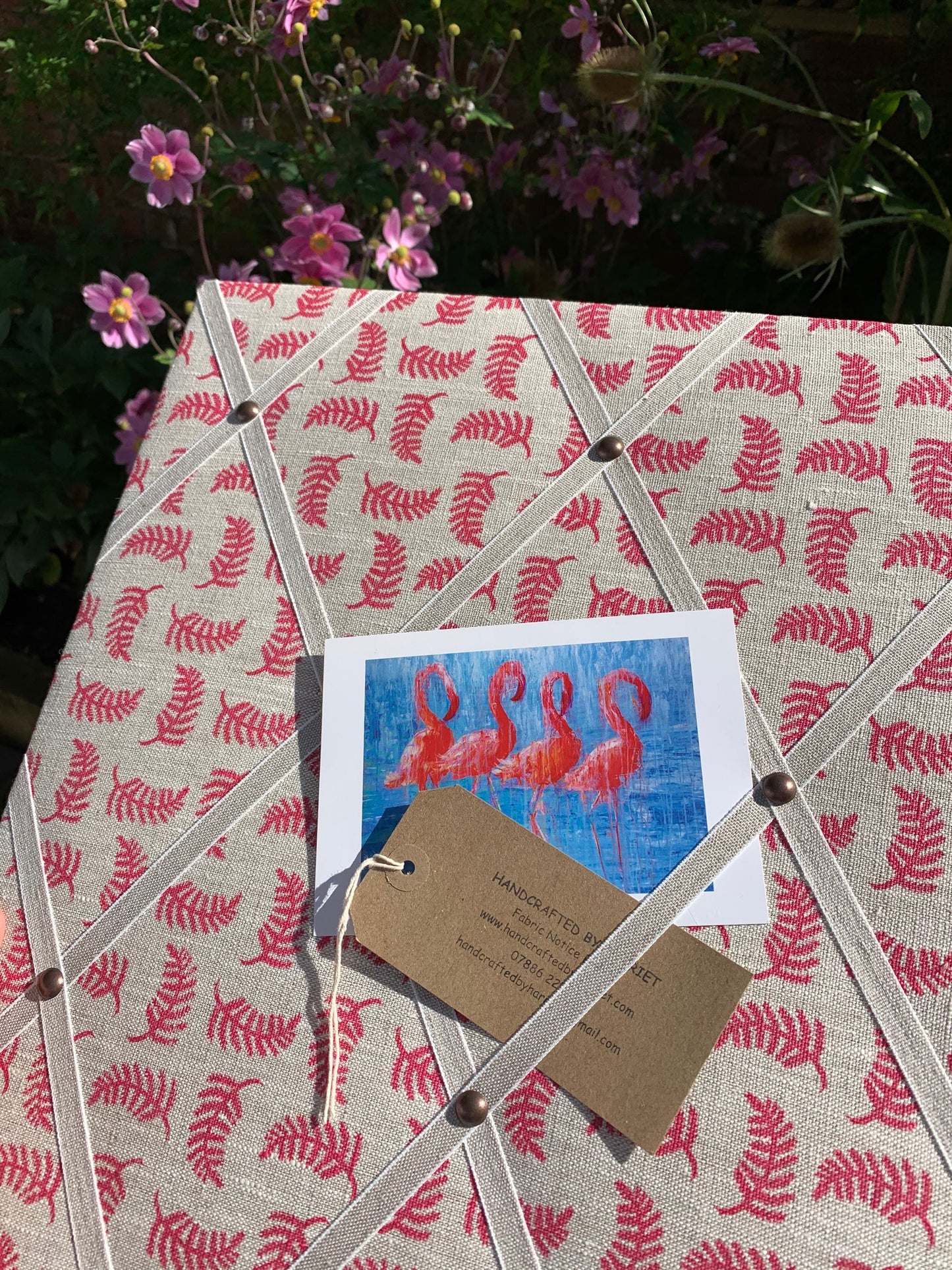 Flamingo Achillea Foliage Fabric Notice Board