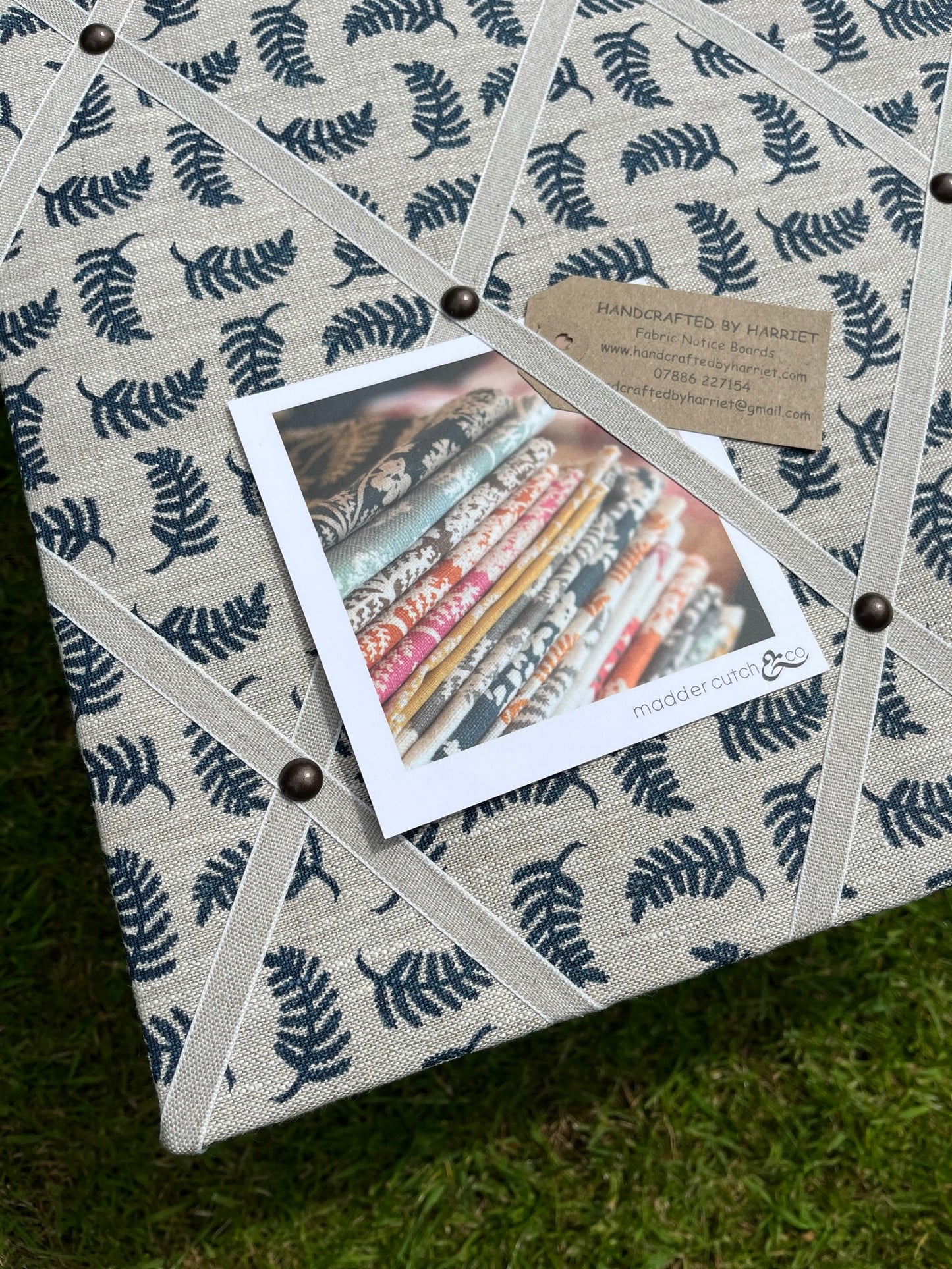 Navy Achillea Foliage Fabric Notice Board