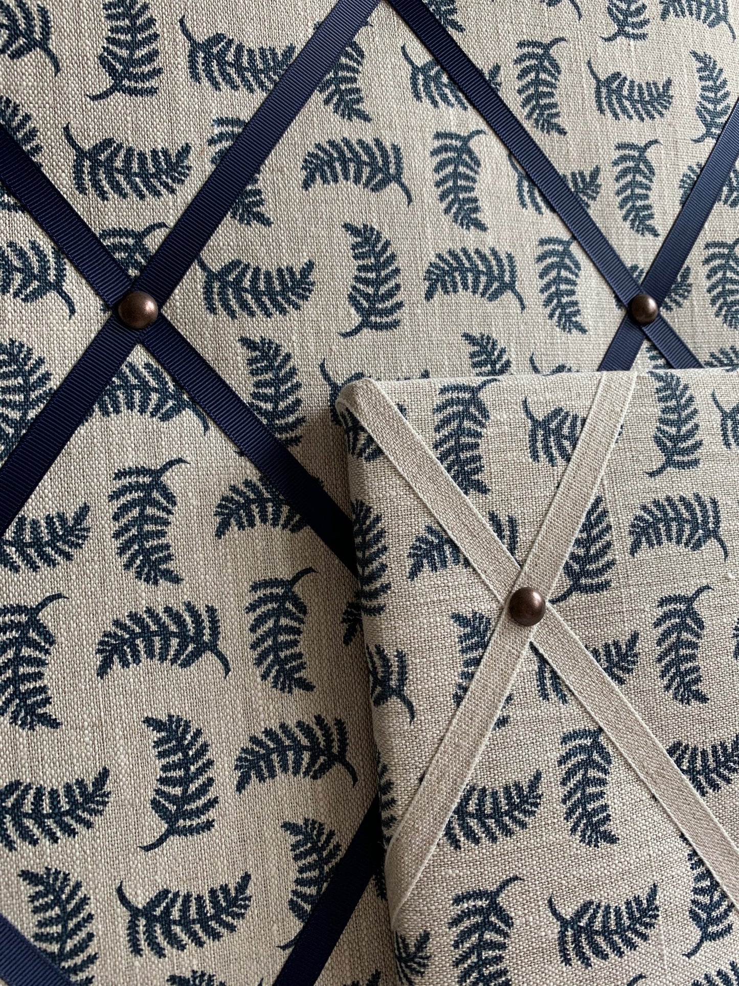 Navy Achillea Foliage Fabric Notice Board