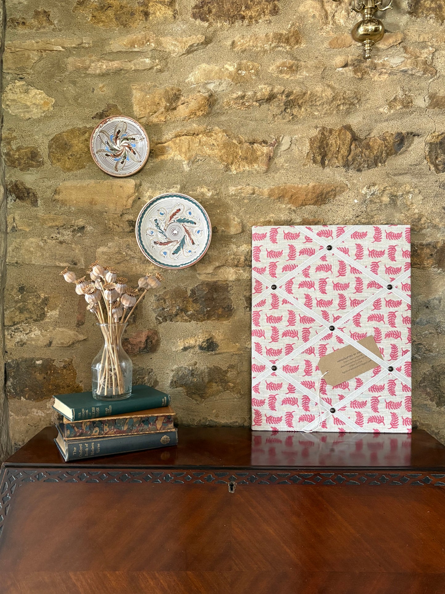 Flamingo Achillea Foliage Fabric Notice Board