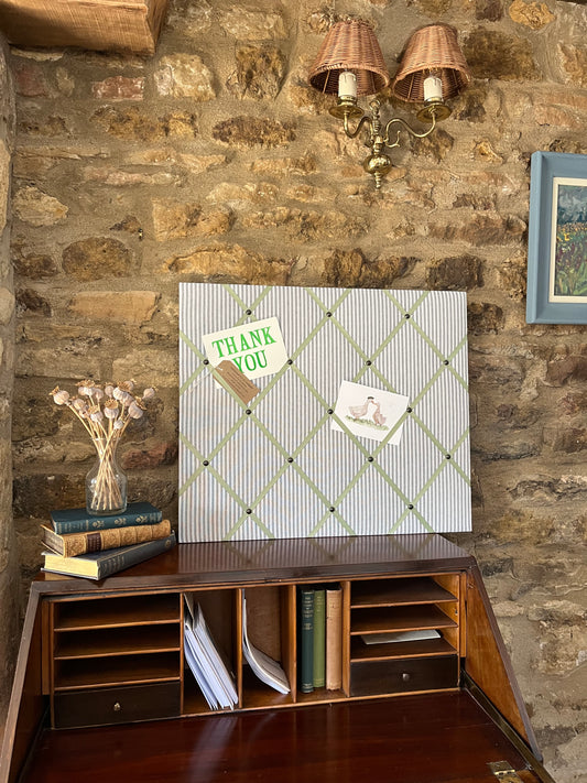 Grey Ticking Stripe Fabric Notice Board